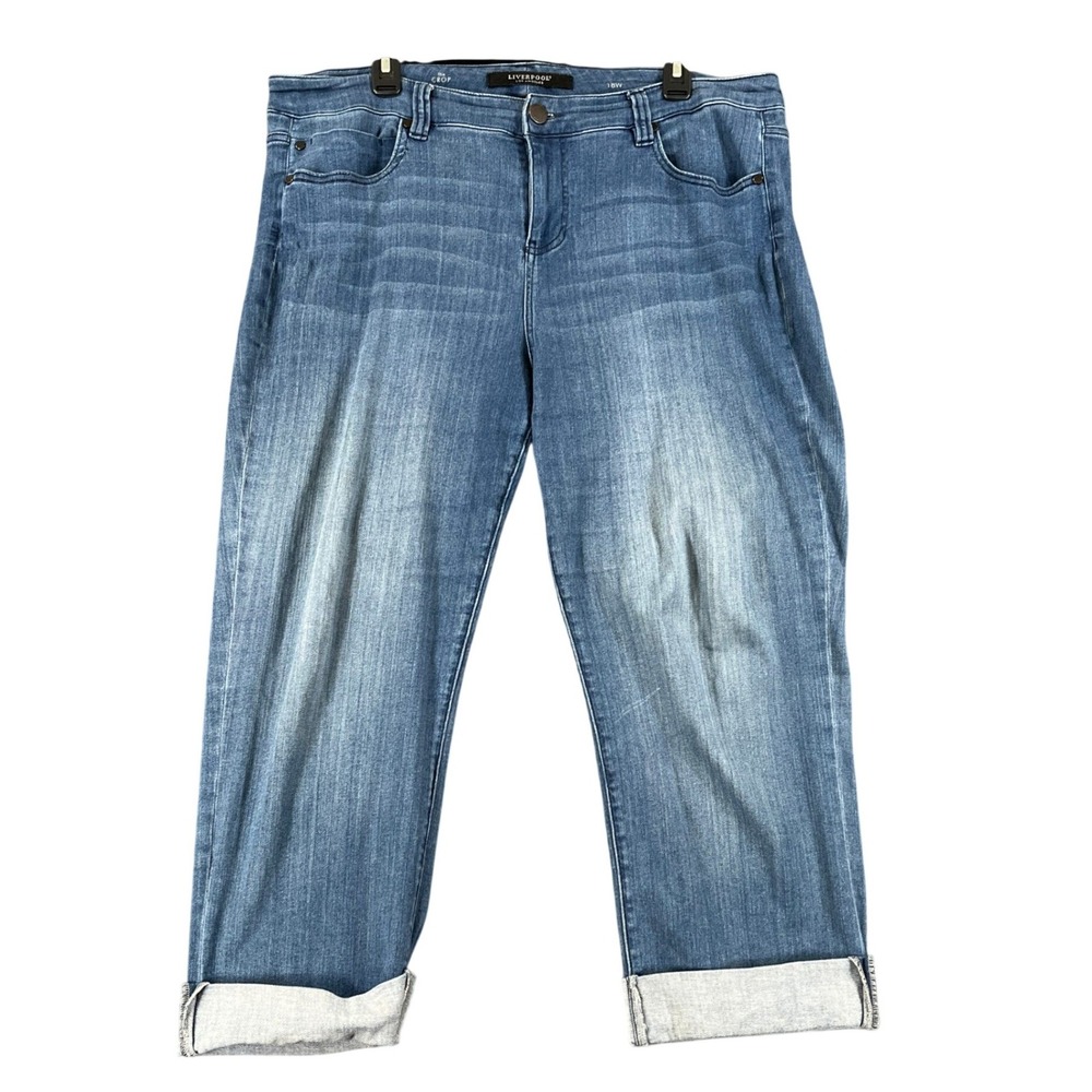 Liverpool The Crop Jeans Women 18W Harlow Blue Cuffed Stretch Casual Everyday
